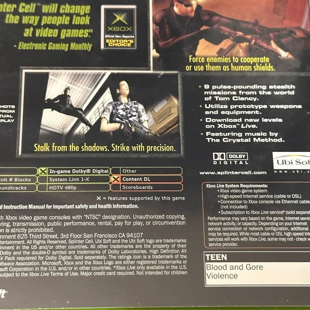 Xbox Game Lot Tom Clancy’s Rainbow Six 3 & Splinter Cell 2 Games